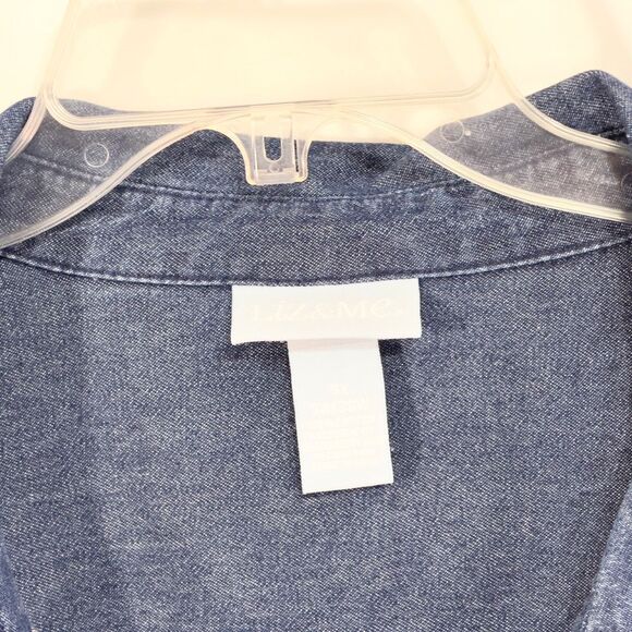 Liz &‎ Me Plus Size 34W 36W Denim Top Fireworks Americana Fourth of July 1464 - Picture 9 of 10